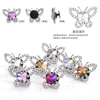 Butterfly Alloy Rhinester Garden Shoe Decorative Buckle Diy Crocs Accessories Floral Shoe Buckle Detachable Accessories