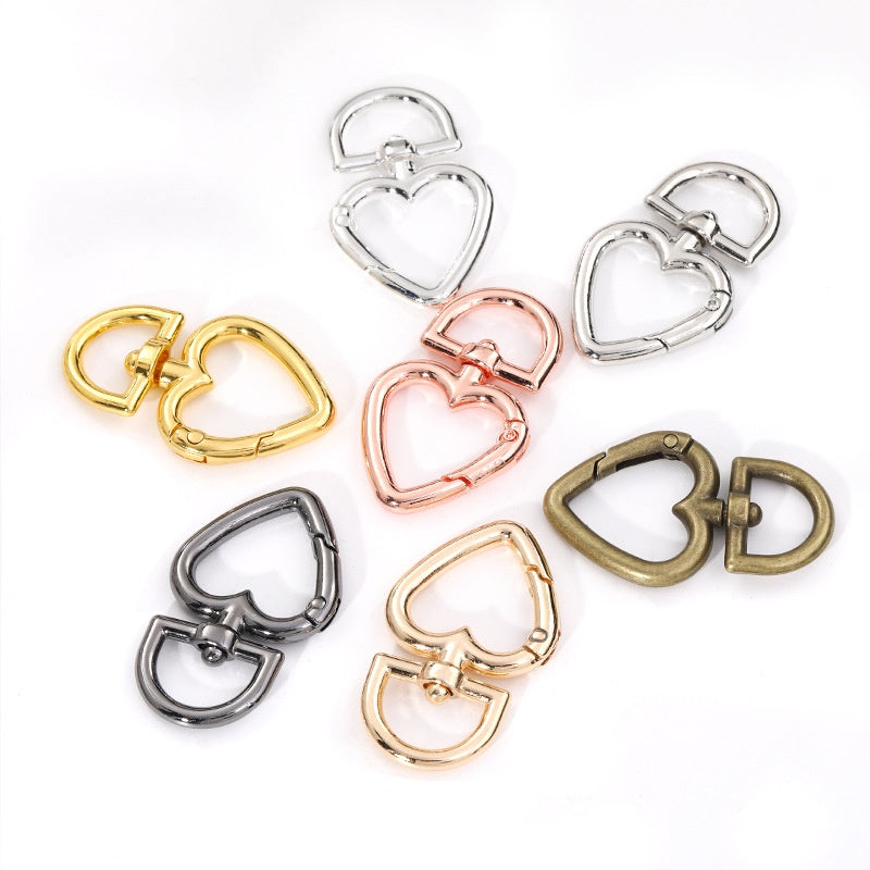Metal Peach Heart Love Spring Buckle Keychain Dog Buckle Rope Buckle Diy Plush Doll Bag Hanging Ornament Accessories Pendant