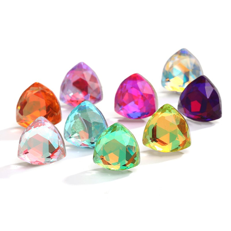 Shiny 10pcs Dazzle pointy bottom drill diy high-grade fat triangle rhinrhiner jewelry Nail accessories