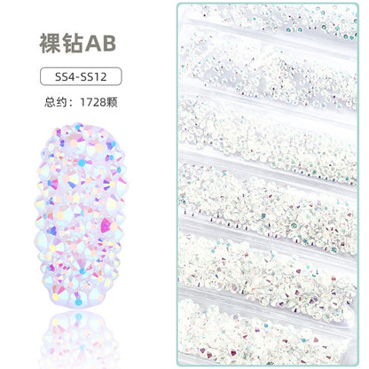 1.5-3.2mm Mixed Nail Rhinestone Small Size Mixed Size Glass Rhinestone Colorful Diamond Mixed Nail Crystal