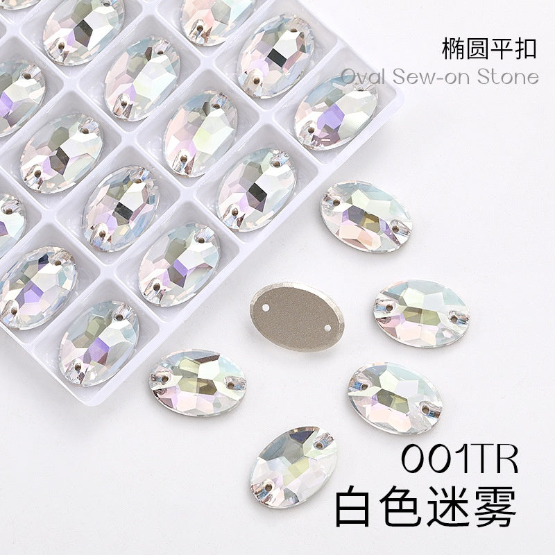 Crystal 7*10/10*14mm High-end Button Flat Oval Mocha Handmade Clothes Accessories