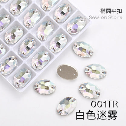 Crystal 7*10/10*14mm High-end Button Flat Oval Mocha Handmade Clothes Accessories