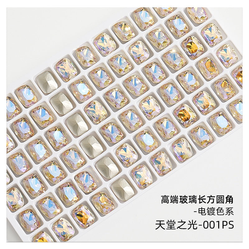 10mm  10pcs Nail Rhinrhinea High-end Tip Bottom Rhinrhinea  Rectangular Round Corner Diy Accessories Materials