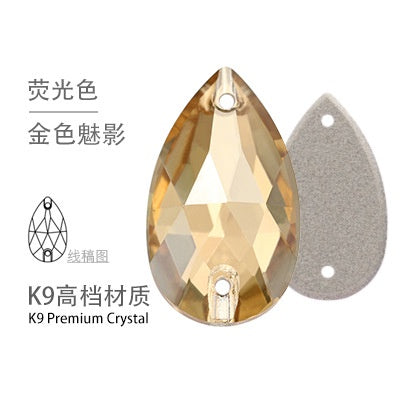 10PCS Glass Flat Seam Water Drop Hand Seam Rhinestone Super Bright AB Color Flat Seam Rhinestone