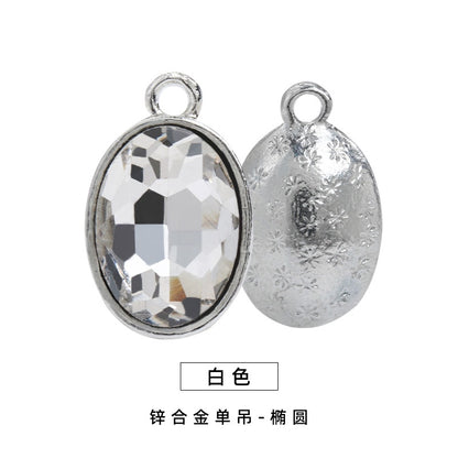Single Hanging Oval Enclosing Edge Crystal Pendant Alloy Accessories Glass Crystal Diy Necklace Bracelet Decorative Accessories