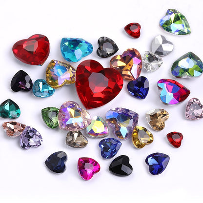 12mm Rhinestone Love Rhinestone Crystal Glass Rhinestone  Pointy Bottom Peach Heart Diy Mobile Phone Paste Rhinestone Accessories Clothing Jewelry Rhinestone