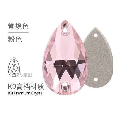 10PCS Glass Flat Seam Water Drop Hand Seam Rhinestone Super Bright AB Color Flat Seam Rhinestone
