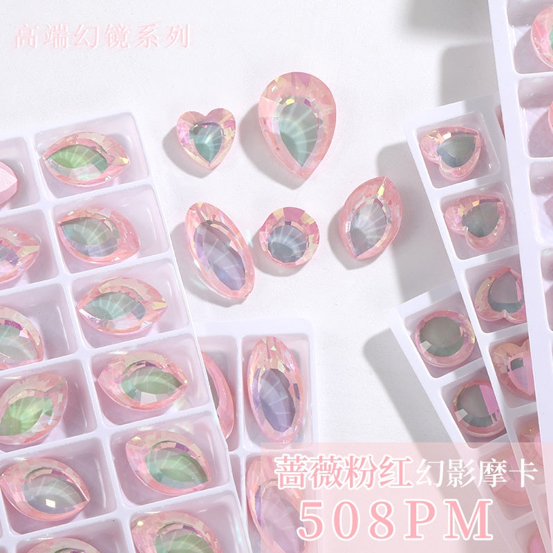 Shining High-grade Crystal Micro-pointed Bottom Glass Diamond High Top Rhinrhinos K9 Magic Mirror Series Diy Mobile Phone Shell Nail Sticker Rhinrhinos