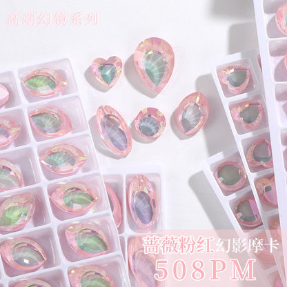 Shining High-grade Crystal Micro-pointed Bottom Glass Diamond High Top Rhinrhinos K9 Magic Mirror Series Diy Mobile Phone Shell Nail Sticker Rhinrhinos