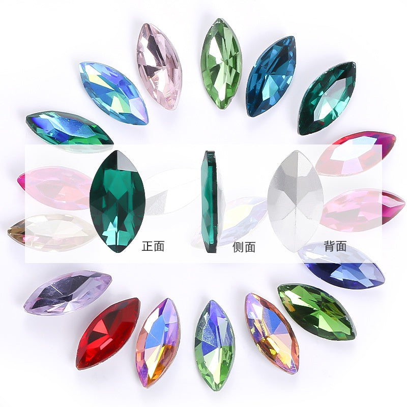 5*10mm /9*18mm 10pcs Horse Eye Rhinestones Special-shaped Glass Crystal Rhinestones Diy Phone Case Perfume Holder Stick Rhinestones Ornament Accessories