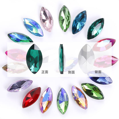 5*10mm /9*18mm 10pcs Horse Eye Rhinestones Special-shaped Glass Crystal Rhinestones Diy Phone Case Perfume Holder Stick Rhinestones Ornament Accessories