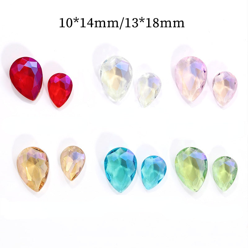 8*13mm Drop Shape Shiny Moonlight Crystal Nail Art Glass Transparent Rhinestone for DIY Phone Case Decoration