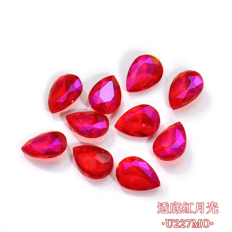 8*13mm Drop Shape Shiny Moonlight Crystal Nail Art Glass Transparent Rhinestone for DIY Phone Case Decoration
