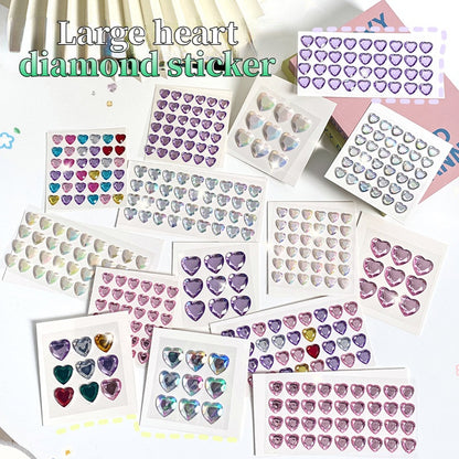 Heart Sticker Princess 3D Love Crystal Gem Sticker DIY Cup Sticker Makeup Gadget Beauty Sticker with Adhesive