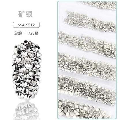 1.5-3.2mm Mixed Nail Rhinestone Small Size Mixed Size Glass Rhinestone Colorful Diamond Mixed Nail Crystal