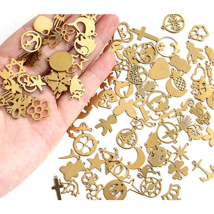 【2pcs】Gold pendant 304 Stainless Steel Bear Crown Love Earrings Necklace Bracelet Diy Jewelry Accessories Handmade Materials
