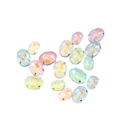 Oval Shape 10*14mm/13*18mm Mocha Shiny Sew On Crystal Clothing Rhinestone for For DIY Handmade