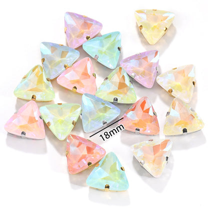 18mm Triangle Shape Mocha Color Sew on Rhinestone with Silver/Gold Bottom Crystal Diamond for Clothing Garment