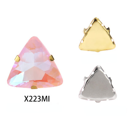 18mm Triangle Shape Mocha Color Sew on Rhinestone with Silver/Gold Bottom Crystal Diamond for Clothing Garment