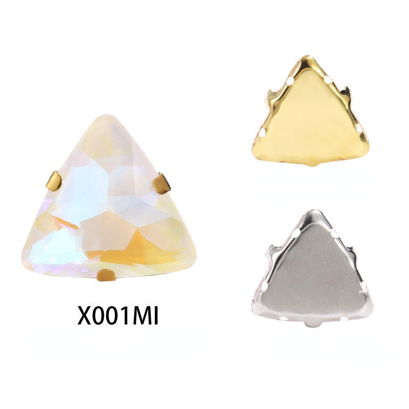 18mm Triangle Shape Mocha Color Sew on Rhinestone with Silver/Gold Bottom Crystal Diamond for Clothing Garment