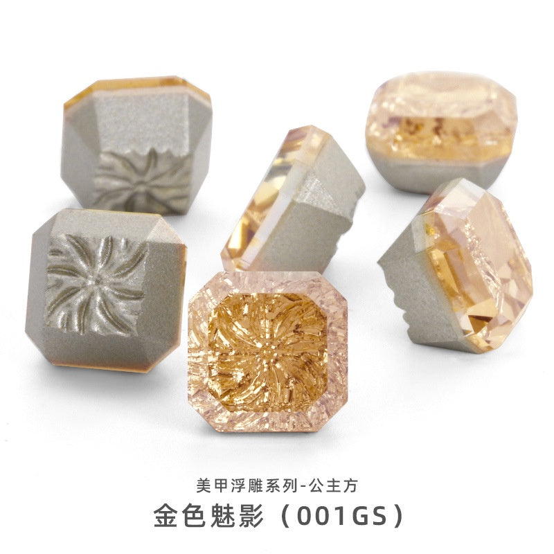 Nail Art Jewelry Embossed Square Diamond Aurora Magic Color Crystal Diamond Super Flash Glass Diamond Lotus Bottom Decoration