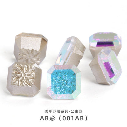 Nail Art Jewelry Embossed Square Diamond Aurora Magic Color Crystal Diamond Super Flash Glass Diamond Lotus Bottom Decoration