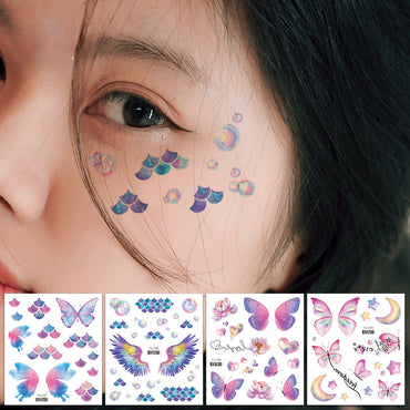 Butterfly Tattoo Sticker Waterproof Glitter Butterfly Princess Face Sticker