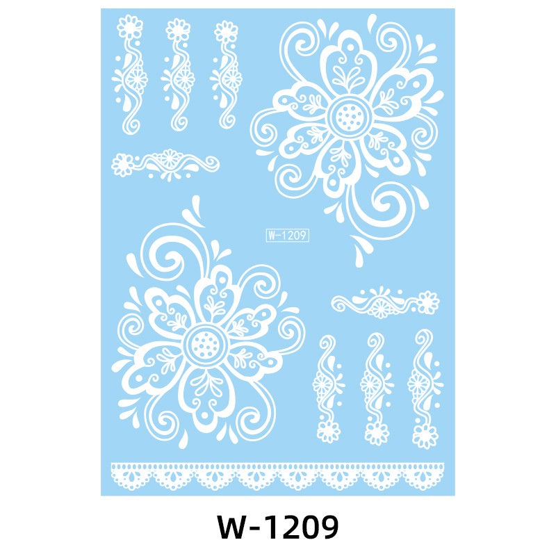 White Lace Tattooed HENNA INSTAN/HENNA TEMPORER Waterproof Indian Floral Geometric Pattern for A Party Wedding