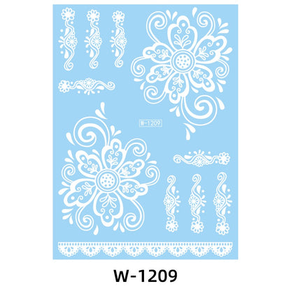 White Lace Tattooed HENNA INSTAN/HENNA TEMPORER Waterproof Indian Floral Geometric Pattern for A Party Wedding