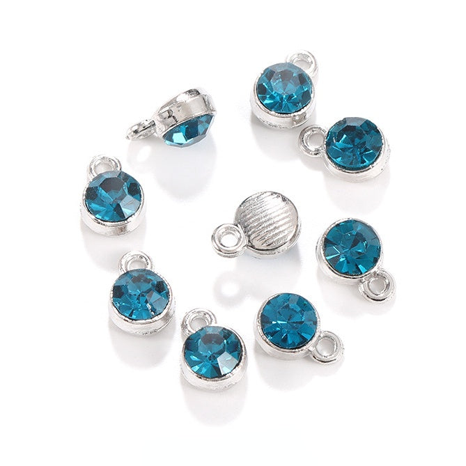 6MM Beads Pendant Shiny Crystal Diamond Glass Rhinestone  with Gold/Silver Zinc Base Necklace