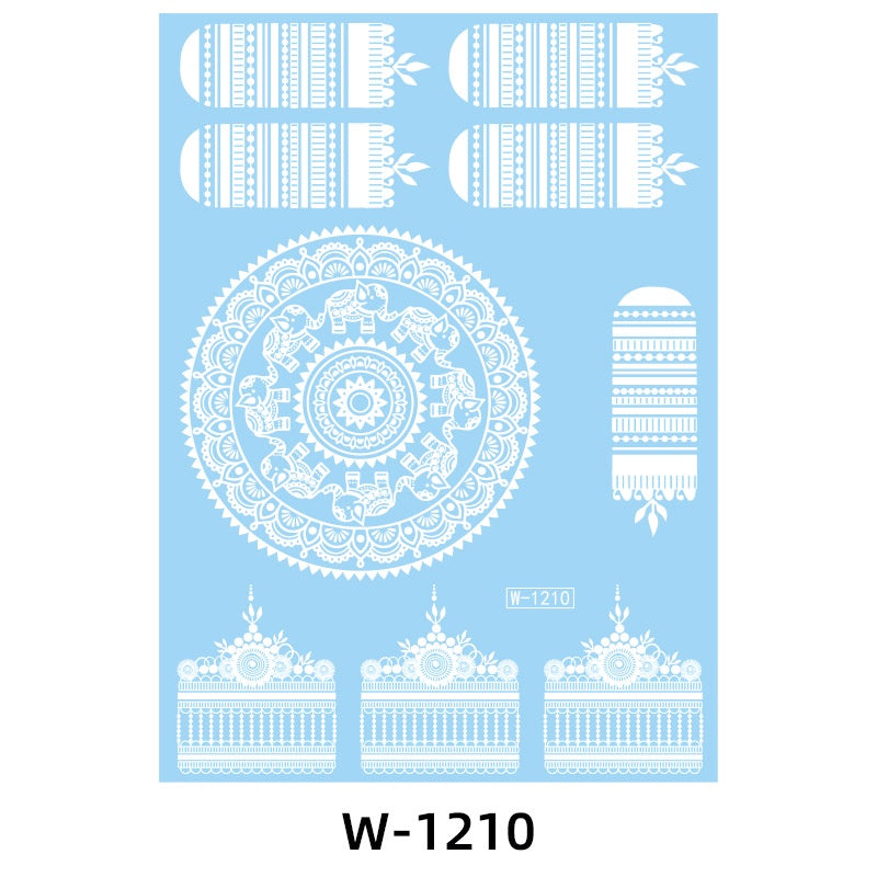 White Lace Tattooed HENNA INSTAN/HENNA TEMPORER Waterproof Indian Floral Geometric Pattern for A Party Wedding