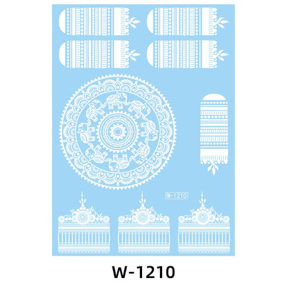 White Lace Tattooed HENNA INSTAN/HENNA TEMPORER Waterproof Indian Floral Geometric Pattern for A Party Wedding