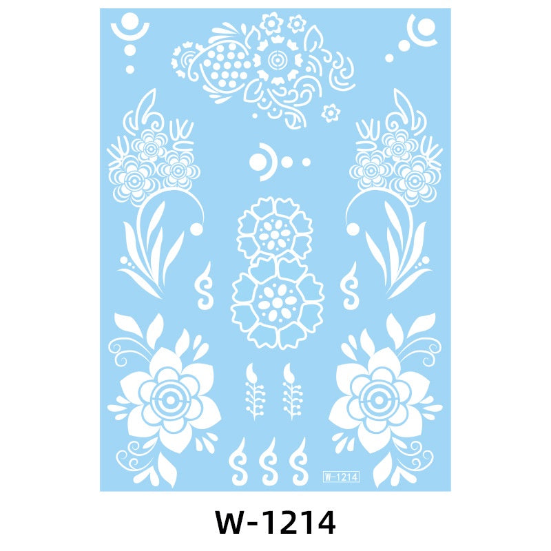 White Lace Tattooed HENNA INSTAN/HENNA TEMPORER Waterproof Indian Floral Geometric Pattern for A Party Wedding
