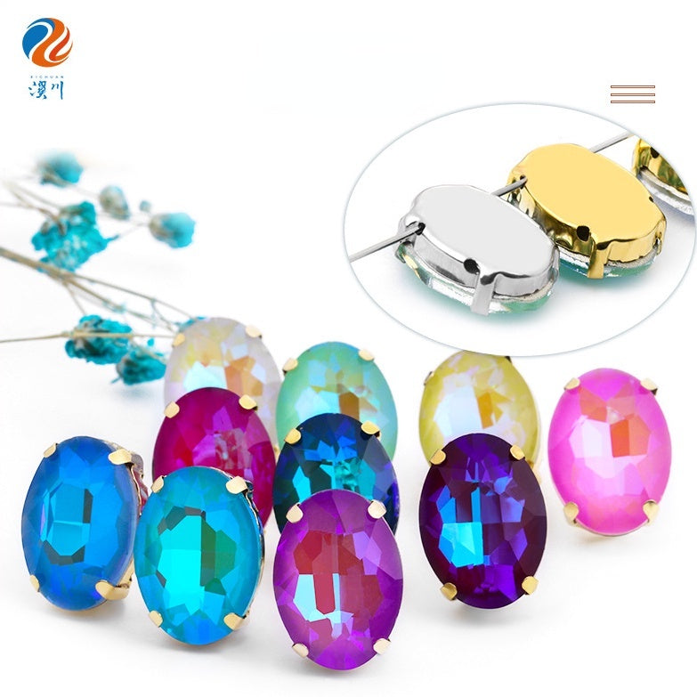 Oval Mocha Fluorescent Four Corner Claw Rhinestone Diy Jewelry Paste Rhinestone Material Shoe Accessories