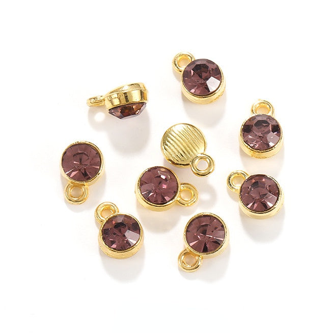 6MM Beads Pendant Shiny Crystal Diamond Glass Rhinestone  with Gold/Silver Zinc Base Necklace