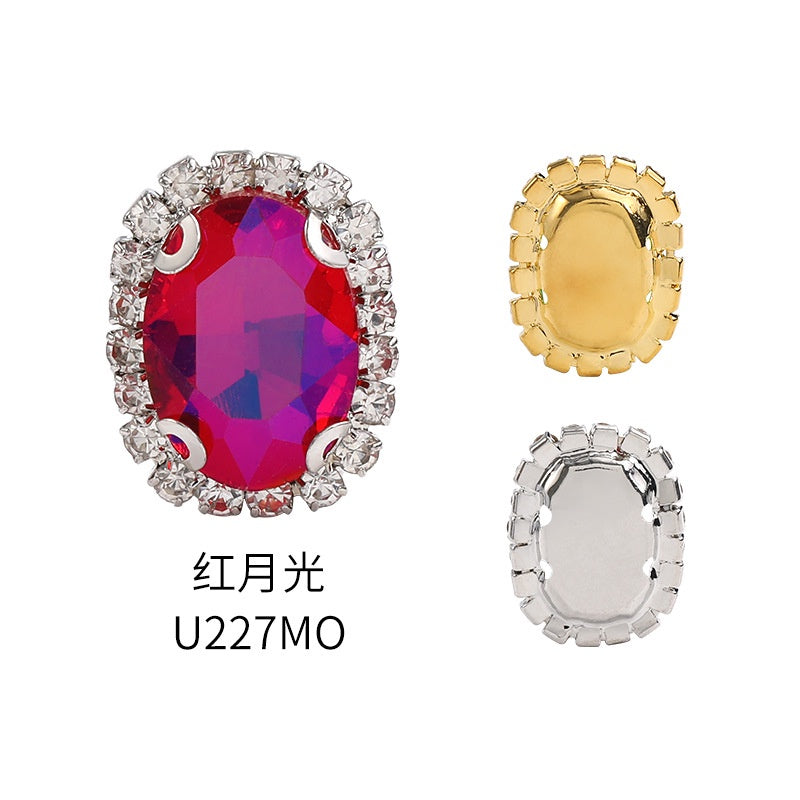 10*14/13*18mm Oval Crystal Buckle Glass Claw Rim Hand Stitched Rhinestone Diy Jewelry Accessories