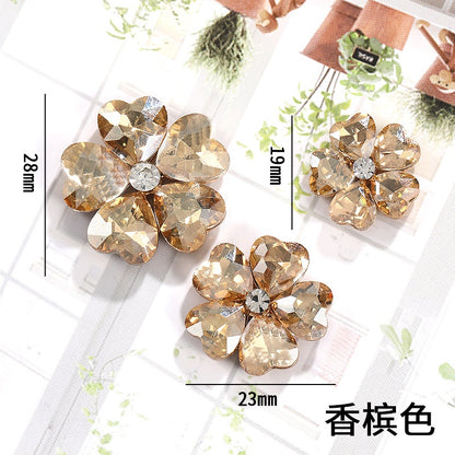 Golden Flower-Leaf Bridal Headpieces for Wedding Headband Bride Hair Pieces Crystal Flower Girl Hair Accessories Clothing Mobile Phone Case DIY Material