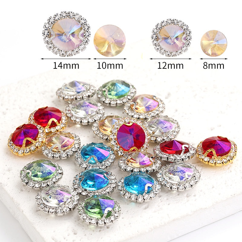 8/10mm Crystal Buckle Golden/ Wihte K Claws Edge Hand-stitched DIY Jewelry Shoe Accessories