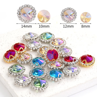 8/10mm Crystal Buckle Golden/ Wihte K Claws Edge Hand-stitched DIY Jewelry Shoe Accessories