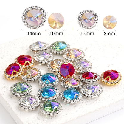 8/10mm Crystal Buckle Golden/ Wihte K Claws Edge Hand-stitched DIY Jewelry Shoe Accessories