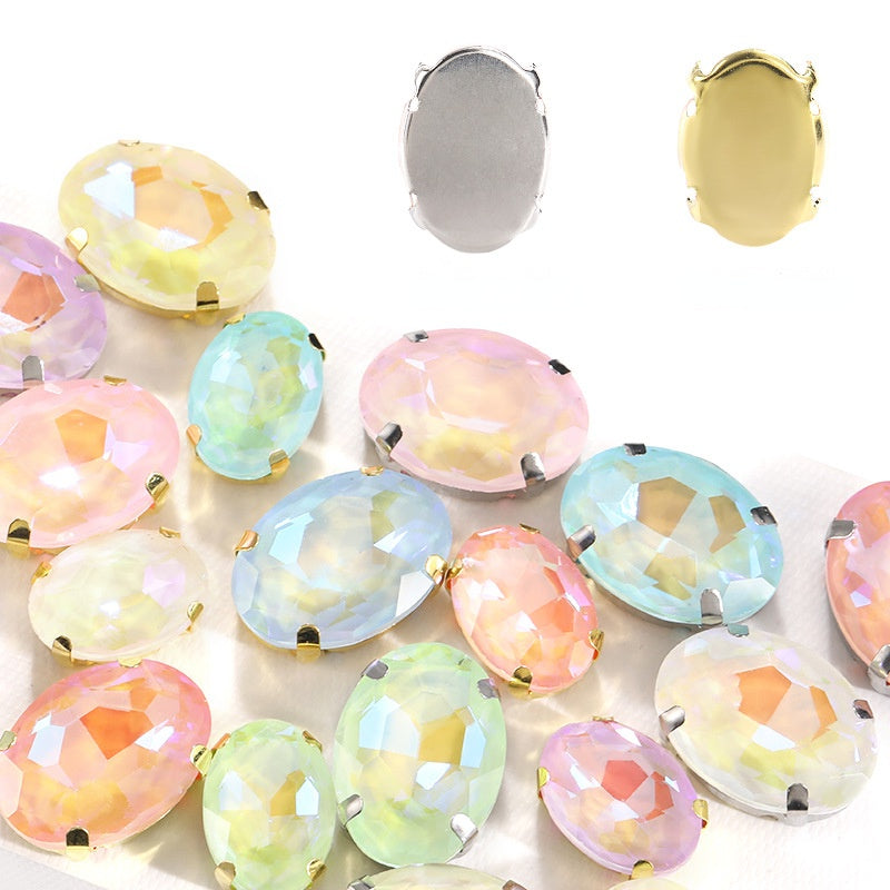 Oval Shape 10*14mm/13*18mm Mocha Shiny Sew On Crystal Clothing Rhinestone for For DIY Handmade
