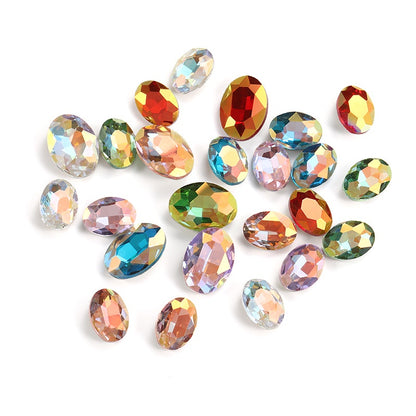 30pcs 10*14mm Oval Shape Shiny Crystal Diamond Glass Rhinestones for Nail Art Earring Jewelry Accessories