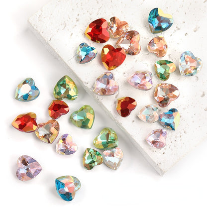 30PCS Heart Shape 10mm/12mm Nail Arr Crystal Shiny Rhinestone for Clothing Jewelry Making