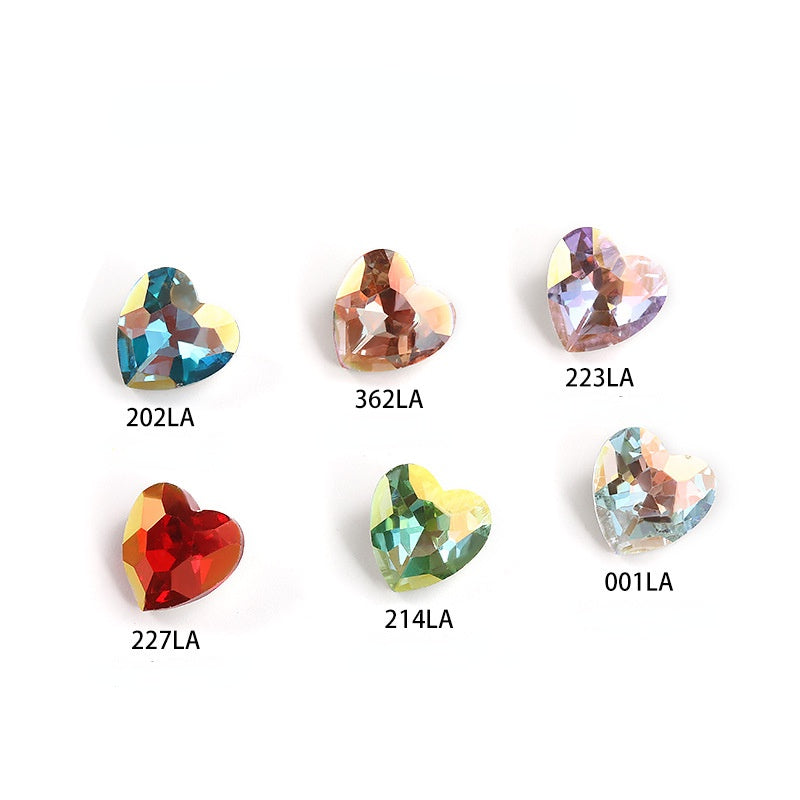 30PCS Heart Shape 10mm/12mm Nail Arr Crystal Shiny Rhinestone for Clothing Jewelry Making