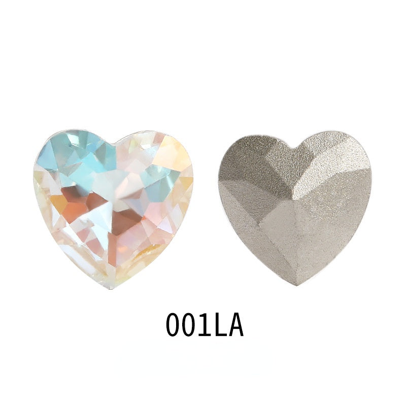 50PCS Heart Shape 10mm/12mm Nail Arr Crystal Shiny Rhinestone for Clothing Jewelry Making