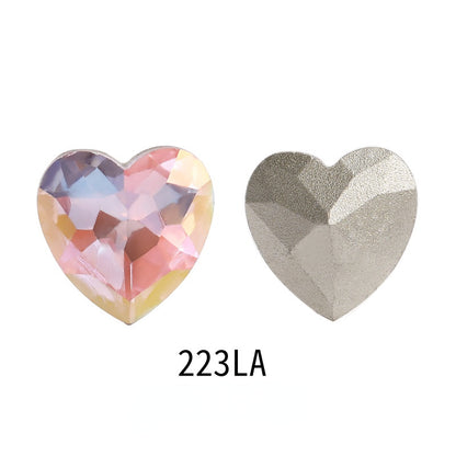 50PCS Heart Shape 10mm/12mm Nail Arr Crystal Shiny Rhinestone for Clothing Jewelry Making