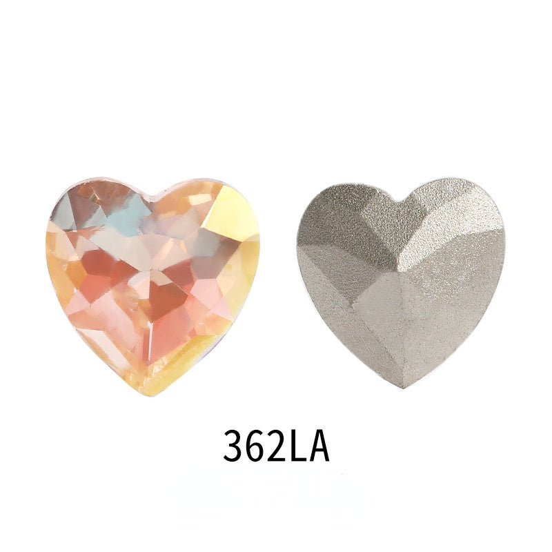 30PCS Heart Shape 10mm/12mm Nail Arr Crystal Shiny Rhinestone for Clothing Jewelry Making