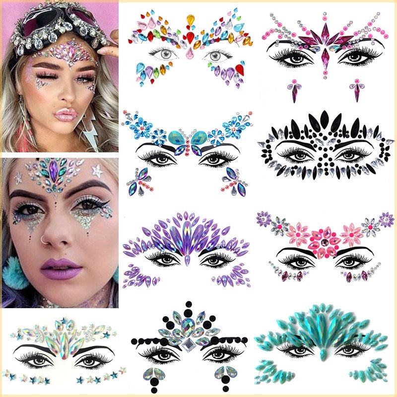 Electronic Music Festival Face Pasters Children's Stage Performance Face Stickers Stickers Crystal Eyes Rhinestone Stickers