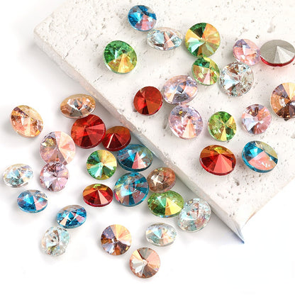 10/12mm Round Rhinestone Nail Art Supplies Shiny Crystal for DIY Jewelry Accessories