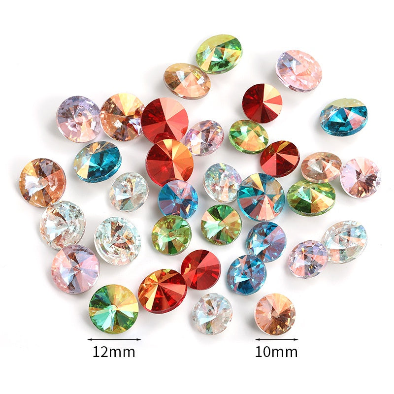 10/12mm 50pcs Round Rhinestone Nail Art Sparkling Crystal for DIY Jewelry Clothing Accessories